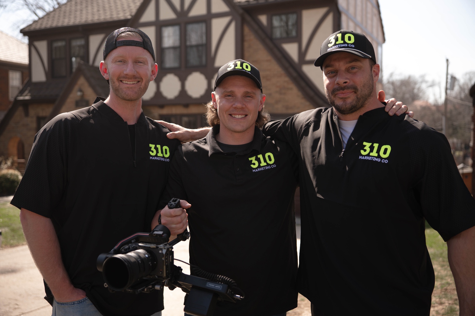 The 310 Marketing Co team on location with camera gear before a client shoot